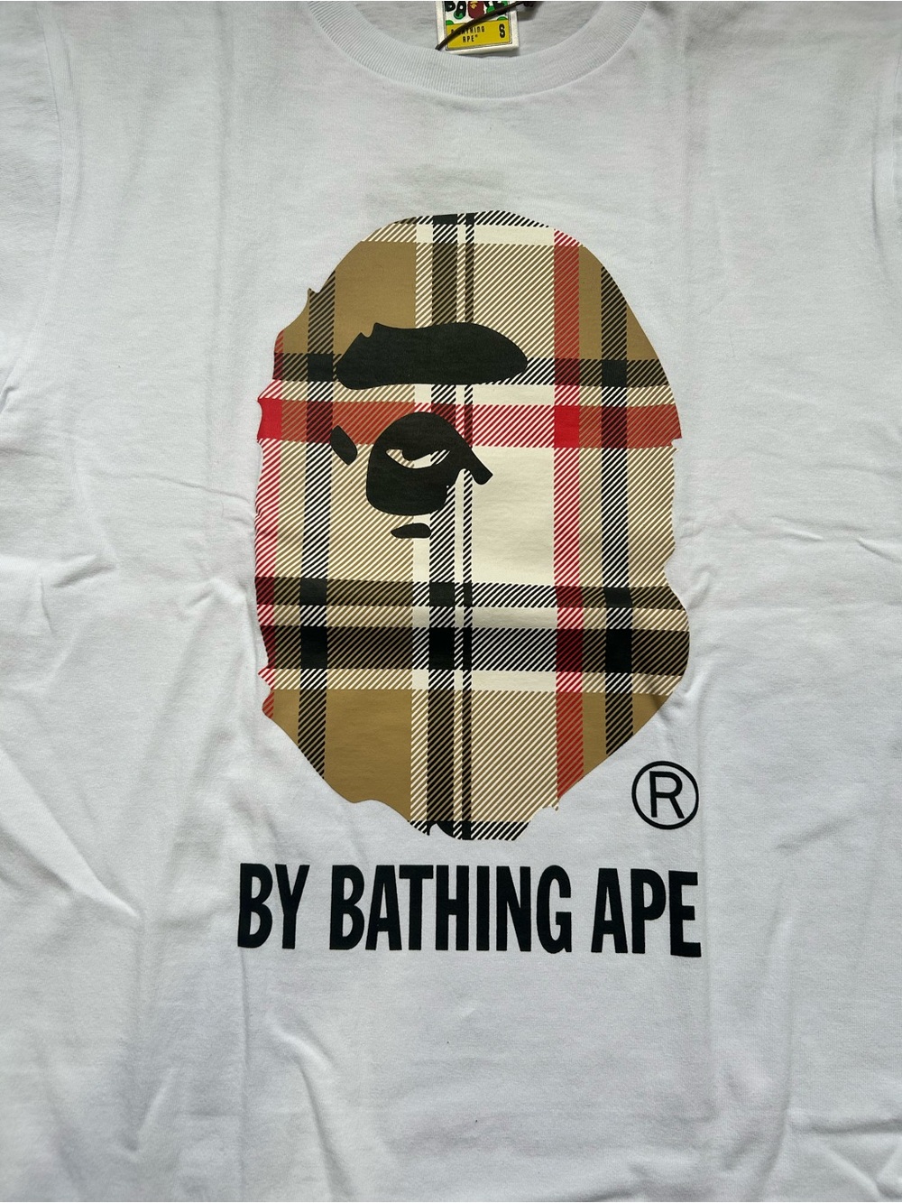 Bape & Burberry Collab White Tee | Size Small - Picture 3 of 6